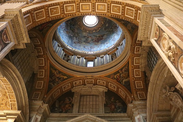 Interior dome of St. Peter’s Basilica in Vatican City, showcasing baroque architecture and frescoes – a must-see during Jubilee 2025 in Rome